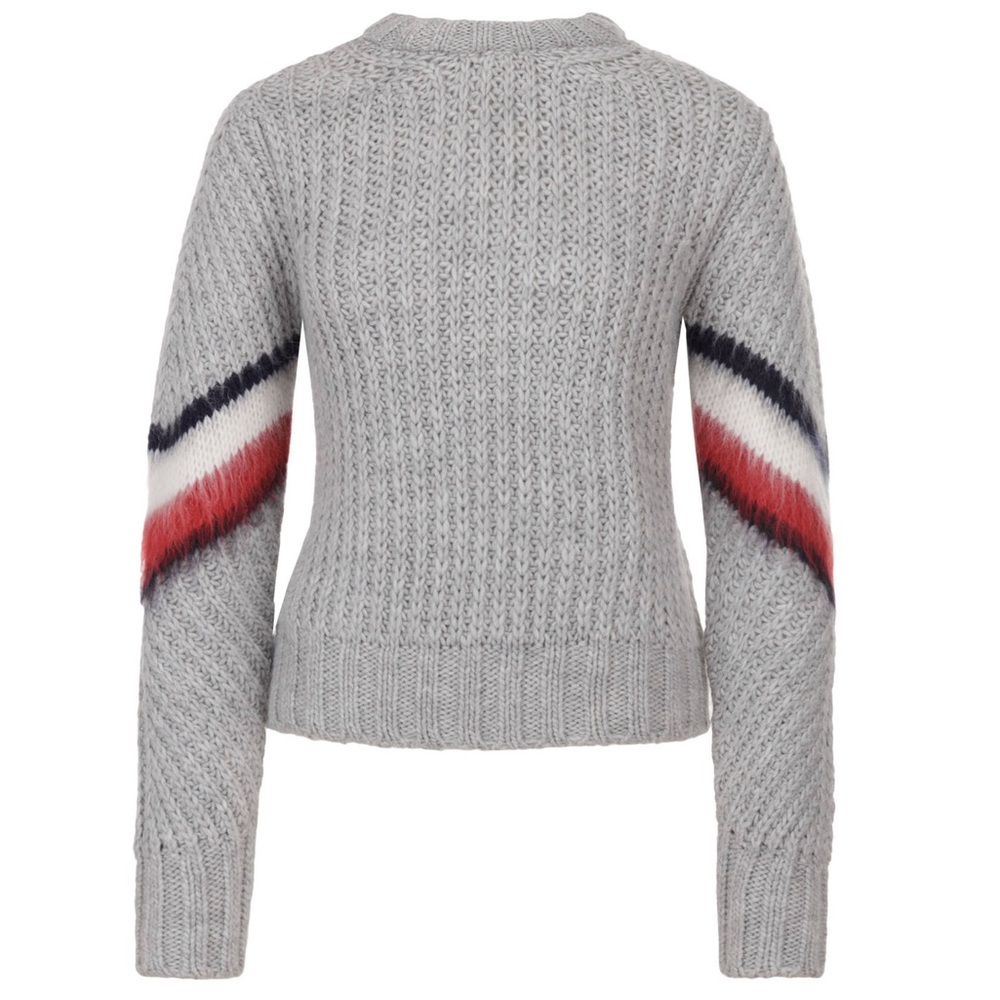 Tommy Hilfiger Gray Sweater with Red and White Stripes